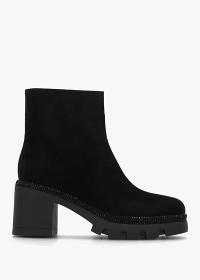 Daniel Ajewel Black Suede Block Heel Ankle Boots