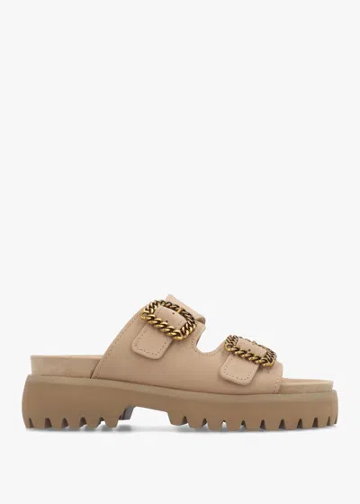 Daniel Annes Beige Suede Chunky Mules In Brown