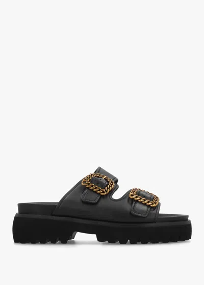 Daniel Annes Black Leather Chunky Mules