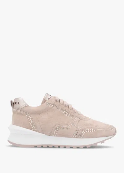 Daniel Arabella Taupe Suede Crystal Embellished Trainers