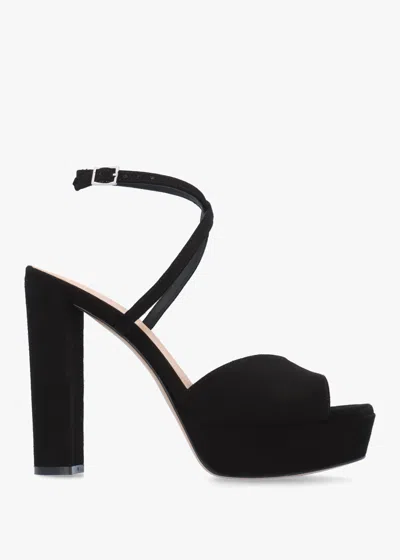 Daniel Avercross Black Suede Platform Heeled Sandals