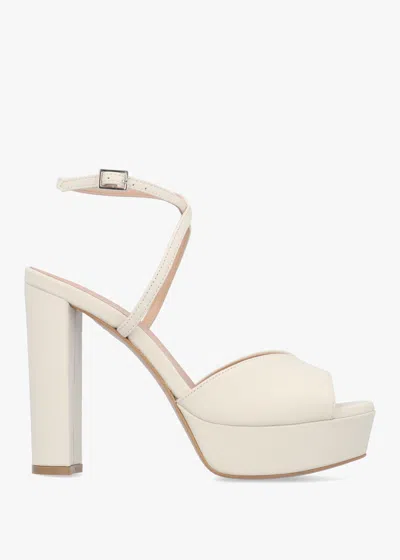 Daniel Avercross Cream Leather Platform Heeled Sandals In Neutral