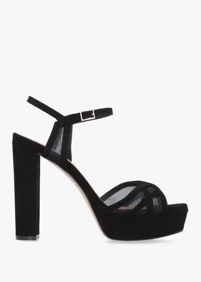 Daniel Avermesh Black Suede Platform Heeled Sandals
