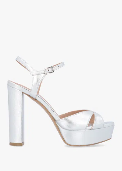 Daniel Avernew Cream Leather Platform Heeled Sandals In White