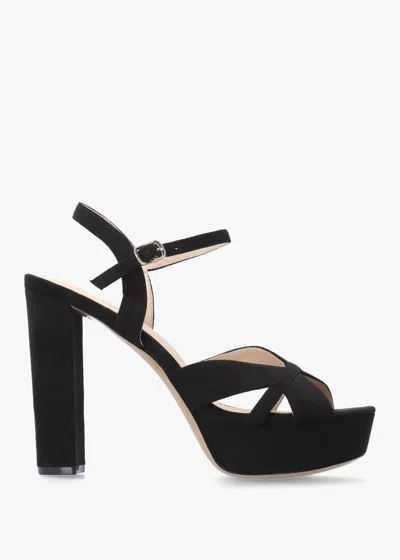 Daniel Avery Black Suede Platform Heeled Sandals