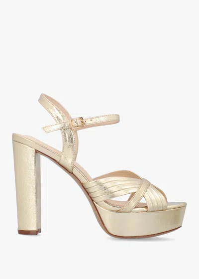 Daniel Avery Gold Leather Platform Heeled Sandals