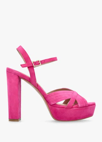 Daniel Avery Pink Suede Platform Heeled Sandals