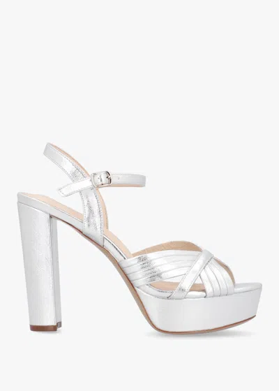 Daniel Avery Silver Leather Platform Heeled Sandals