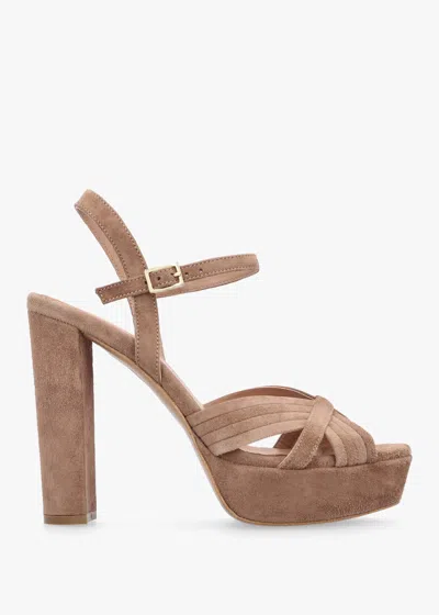 Daniel Avery Taupe Suede Platform Heeled Sandals