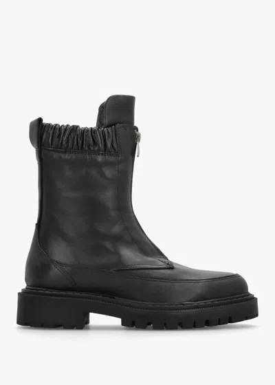 Daniel Bailey Black Leather Front Zip Ankle Boots