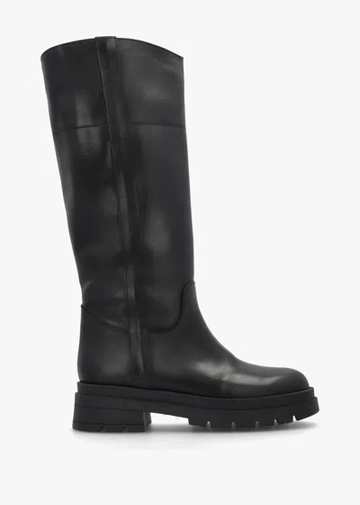 Daniel Black Leather Chunky Knee Boots
