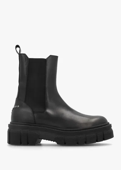 Daniel Black Leather Studded Chunky Chelsea Boots