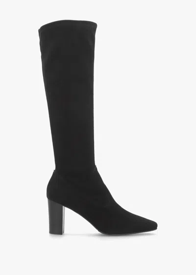 Daniel Black Suede Block Heel Knee Boots