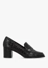 Daniel Brown Python Leather Block Heel Loafers In Multi