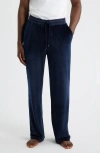 Daniel Buchler Angled Stripe Velour Pajama Pants In Blue