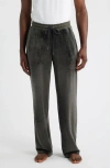 Daniel Buchler Angled Stripe Velour Pajama Pants In Gray