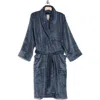Daniel Buchler Chevron Heather Plush Robe In Navy