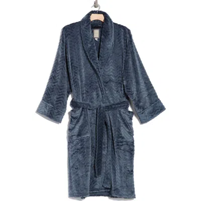 Daniel Buchler Chevron Heather Plush Robe In Navy