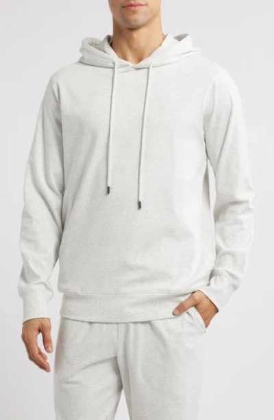 Daniel Buchler Heathered Cotton Pullover Hoodie In Silver Grey