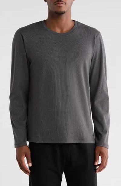 Daniel Buchler Heathered Stripe Long Sleeve T-shirt In Gray