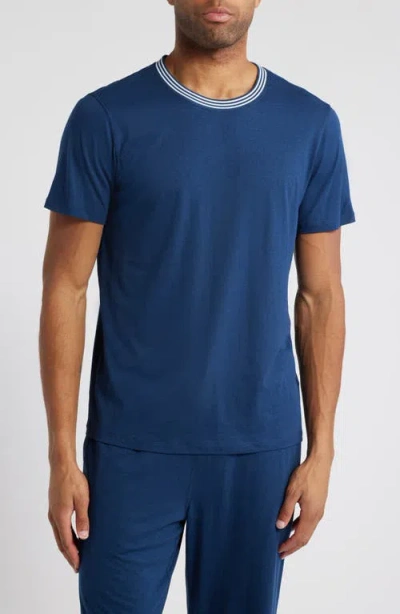 Daniel Buchler Lightweight Cotton Blend Pajama T-shirt In Navy
