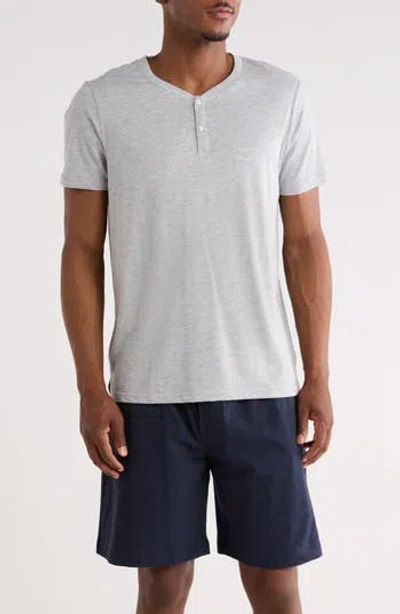 Daniel Buchler Lightweight Short Sleeve Sleep Henley In Animal Print
