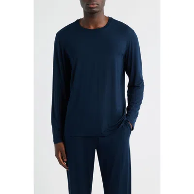 Daniel Buchler Long Sleeve Modal & Silk Pajama Top In Blue