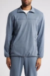 Daniel Buchler Piqué Knit Quarter Zip Lounge Top In Blue Flats