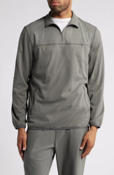Daniel Buchler Piqué Knit Quarter Zip Lounge Top In Charcoal