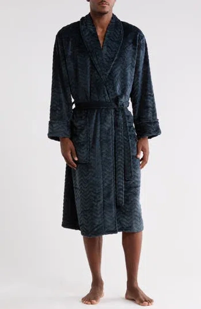 Daniel Buchler Plush Chevron Robe In Blue