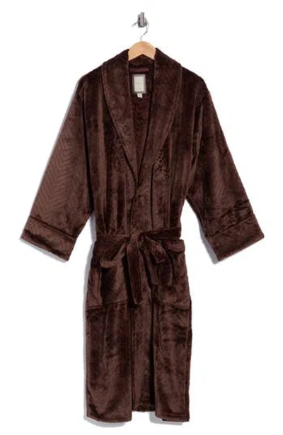 Daniel Buchler Plush Chevron Robe In Chocolate