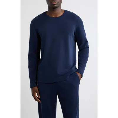 Daniel Buchler Heathered Stripe Long Sleeve T-shirt In Blue
