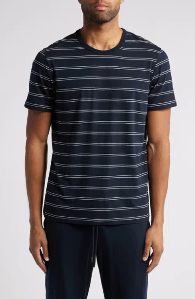 Daniel Buchler Stripe Cotton & Modal Pajama T-shirt In Dark Navy Stripe