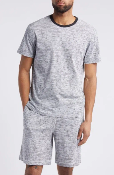 Daniel Buchler Stripe Cotton Pajama T-shirt In Navy Stripe
