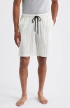 Daniel Buchler Stripe Linen Blend Drawstring Pajama Shorts In Gray