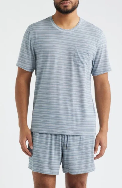Daniel Buchler Stripe Modal Blend Pajama T-shirt In Animal Print