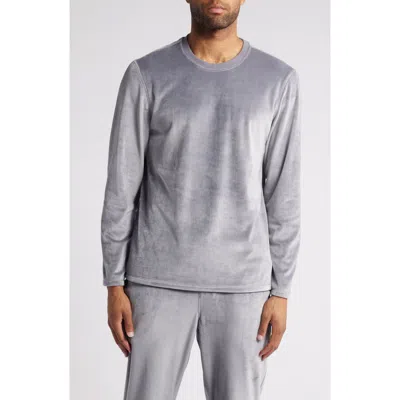 Daniel Buchler Velour Hairline Long Sleeve Pajama T-shirt In Grey