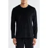 Daniel Buchler Velour Jacquard Long Sleeve Pajama Top In Black