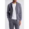 Daniel Buchler Waffle Texture Zip Hoodie In Grey