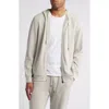 Daniel Buchler Waffle Texture Zip Hoodie In Sand