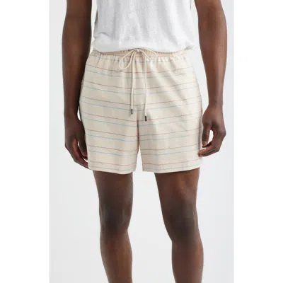 Daniel Buchler Washed Stripe Cotton Lounge Shorts In Neutral