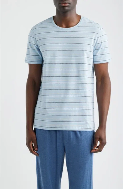 Daniel Buchler Washed Stripe Crewneck Lounge T-shirt In Blue