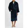 Daniel Buchler Wide Stripe Plush Shawl Collar Robe In Blue