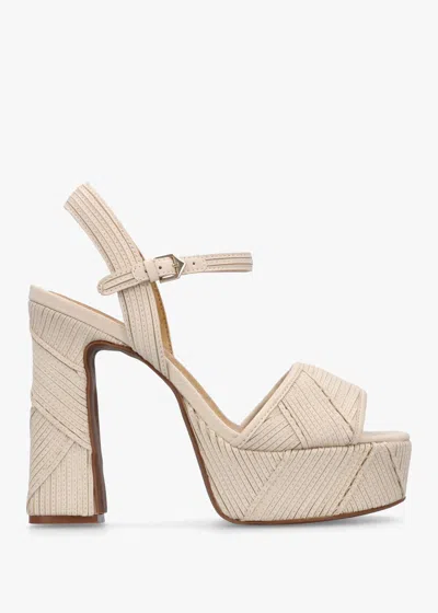 Daniel Capri Cream Leather Stitch Detail Platform Heeled Sandals In Neutral