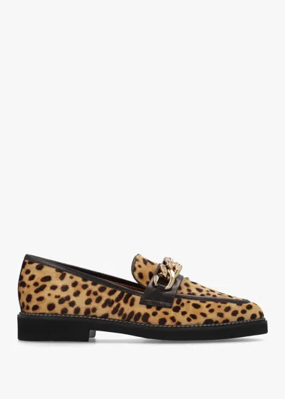 Daniel Leopard Pony Hair Loafers In Brown