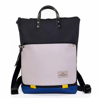 Daniel Chong Men's Black / Grey / Blue Waterproof Iconic Book Holder Backpack With Double Zipper - Black, Grey, B In Multi