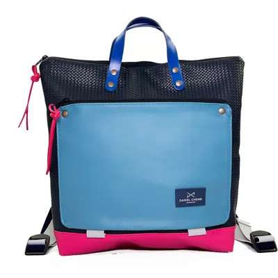 Daniel Chong Women's Black / Blue Waterproof Square Book Holder Backpack With Double Zipper - Rattan In Multi