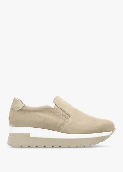 Daniel Commy Beige Suede Flatform Wedge Shoes In Neutral
