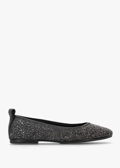 Daniel Edgie Black Suede Jewel Embellished Ballet Pumps