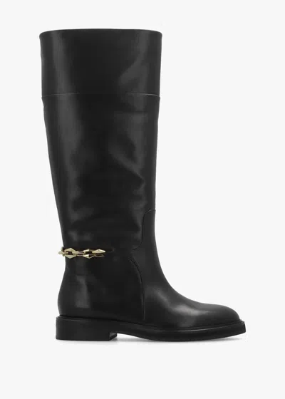Daniel Edith Black Leather Knee High Riding Boots